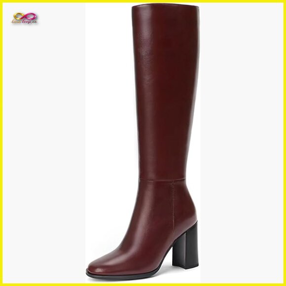 Knee High Boots Chunky Heel Round Toe Side Zip Y2K Gogo Boots Fashion Tall